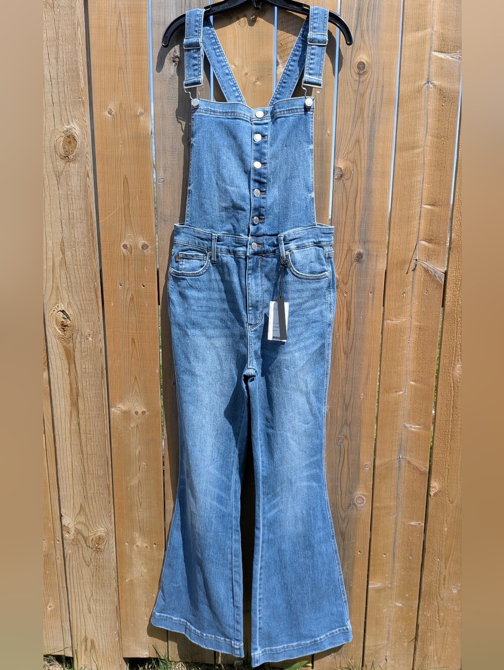 Judy Blue NEW XL Medium Blue Denim Flare Overalls